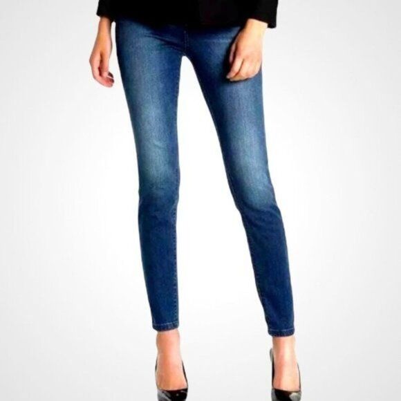 Tahari Classic Skinny Jeans Dark Blue Distressed Stretch 6 - Picture 1 of 10